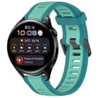 For Huawei Watch 3 22mm Two Color Textured Silicone Watch Band(Teal) - 1