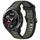 For Honor Watch GS Pro 22mm Two Color Textured Silicone Watch Band(Green+Black) - 1