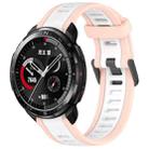 For Honor Watch GS Pro 22mm Two Color Textured Silicone Watch Band(White+Pink) - 1
