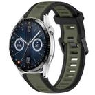 For Huawei Watch GT3 42mm 20mm Two Color Textured Silicone Watch Band(Green+Black) - 1