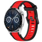 For Huawei Watch GT3 42mm 20mm Two Color Textured Silicone Watch Band(Red+Black) - 1