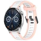 For Huawei Watch GT3 42mm 20mm Two Color Textured Silicone Watch Band(White+Pink) - 1