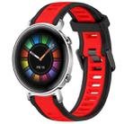 For Huawei Watch GT2 42mm 20mm Two Color Textured Silicone Watch Band(Red+Black) - 1