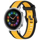 For Huawei Watch GT2 42mm 20mm Two Color Textured Silicone Watch Band(Yellow+Black) - 1
