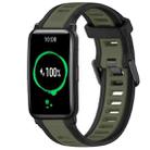 For Honor Watch ES 20mm Two Color Textured Silicone Watch Band(Green+Black) - 1