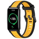 For Honor Watch ES 20mm Two Color Textured Silicone Watch Band(Yellow+Black) - 1