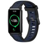 For Honor Watch ES 20mm Two Color Textured Silicone Watch Band(Midnight Blue+Black) - 1