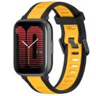 For Amazfit Active 20mm Two-Color Textured Silicone Watch Band(Yellow+Black) - 1