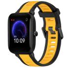 For Amazfit Pop 20mm Two-Color Textured Silicone Watch Band(Yellow+Black) - 1