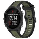 For Garmin Forerunner 245 / 245 Music 20mm Two Color Textured Silicone Watch Band(Green+Black) - 1