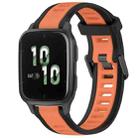 For Garmin Forerunner Sq2 / Sq2 Music 20mm Two Color Textured Silicone Watch Band(Orange+Black) - 1