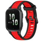 For Garmin Forerunner Sq2 / Sq2 Music 20mm Two Color Textured Silicone Watch Band(Red+Black) - 1