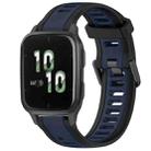 For Garmin Forerunner Sq2 / Sq2 Music 20mm Two Color Textured Silicone Watch Band(Midnight Blue+Black) - 1