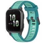 For Garmin Forerunner Sq2 / Sq2 Music 20mm Two Color Textured Silicone Watch Band(Teal) - 1