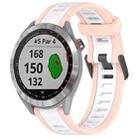 For Garmin Approach S40 20mm Two Color Textured Silicone Watch Band(White+Pink) - 1