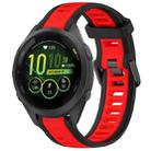 For Garmin Forerunner 265S 18mm Two Color Textured Silicone Watch Band(Red+Black) - 1