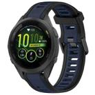 For Garmin Forerunner 265S 18mm Two Color Textured Silicone Watch Band(Midnight Blue+Black) - 1