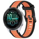 For Garmin Forerunner 265S Music 18mm Two Color Textured Silicone Watch Band(Orange+Black) - 1
