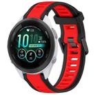 For Garmin Forerunner 265S Music 18mm Two Color Textured Silicone Watch Band(Red+Black) - 1