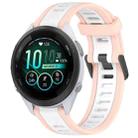 For Garmin Forerunner 265S Music 18mm Two Color Textured Silicone Watch Band(White+Pink) - 1