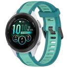 For Garmin Forerunner 265S Music 18mm Two Color Textured Silicone Watch Band(Teal) - 1
