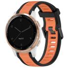 For Garmin Active S 18mm Two Color Textured Silicone Watch Band(Orange+Black) - 1