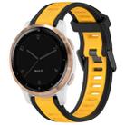 For Garmin Active S 18mm Two Color Textured Silicone Watch Band(Yellow+Black) - 1