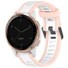 For Garmin Active S 18mm Two Color Textured Silicone Watch Band(White+Pink) - 1