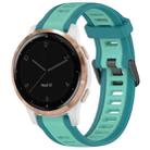 For Garmin Active S 18mm Two Color Textured Silicone Watch Band(Teal) - 1