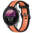 For Garmin Forerunner 255S 18mm Two Color Textured Silicone Watch Band(Orange+Black) - 1