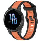 For Garmin Venu 2S 18mm Two Color Textured Silicone Watch Band(Orange+Black) - 1