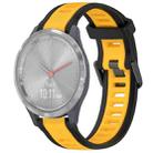 For Garmin Vivomove 3S 18mm Two Color Textured Silicone Watch Band(Yellow+Black) - 1