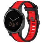 For Garmin Vivoactive 4S 18mm Two Color Textured Silicone Watch Band(Red+Black) - 1