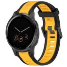 For Garmin Vivoactive 4S 18mm Two Color Textured Silicone Watch Band(Yellow+Black) - 1
