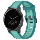 For Garmin Vivoactive 4S 18mm Two Color Textured Silicone Watch Band(Teal) - 1