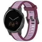 For Garmin Vivoactive 4S 18mm Two Color Textured Silicone Watch Band(Purple) - 1