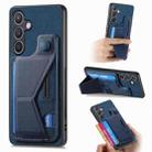 For Samsung Galaxy S24+ 5G II K-shaped Slide Holder Card Slot Phone Case(Blue) - 1