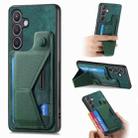 For Samsung Galaxy S24+ 5G II K-shaped Slide Holder Card Slot Phone Case(Green) - 1