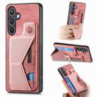 For Samsung Galaxy S24+ 5G II K-shaped Slide Holder Card Slot Phone Case(Pink) - 1