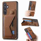 For Samsung Galaxy S24+ 5G II K-shaped Slide Holder Card Slot Phone Case(Brown) - 1