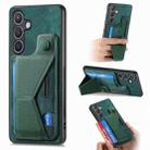 For Samsung Galaxy S23 5G II K-shaped Slide Holder Card Slot Phone Case(Green) - 1