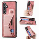 For Samsung Galaxy S23 FE 5G II K-shaped Slide Holder Card Slot Phone Case(Pink) - 1