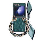 For Samsung Galaxy Z Flip5 Checkered Scarf Bracelet Phone Case(Green) - 1