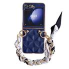 For Samsung Galaxy Z Flip5 Checkered Scarf Bracelet Phone Case(Blue) - 1