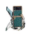 For Samsung Galaxy Z Flip4 Checkered Scarf Bracelet Phone Case(Green) - 1