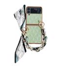 For Samsung Galaxy Z Flip4 Checkered Scarf Bracelet Phone Case(Teal) - 1