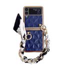 For Samsung Galaxy Z Flip4 Checkered Scarf Bracelet Phone Case(Blue) - 1