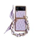 For Samsung Galaxy Z Flip4 Checkered Scarf Bracelet Phone Case(Purple) - 1