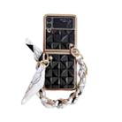 For Samsung Galaxy Z Flip4 Checkered Scarf Bracelet Phone Case(Black) - 1