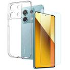 For Xiaomi Redmi Note 13 5G NORTHJO Transparent TPU Phone Case with Tempered Glass Film(Transparent) - 1